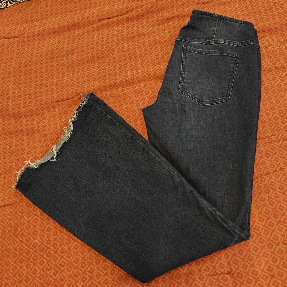 Free People Dark Wash Wide Leg Jeans